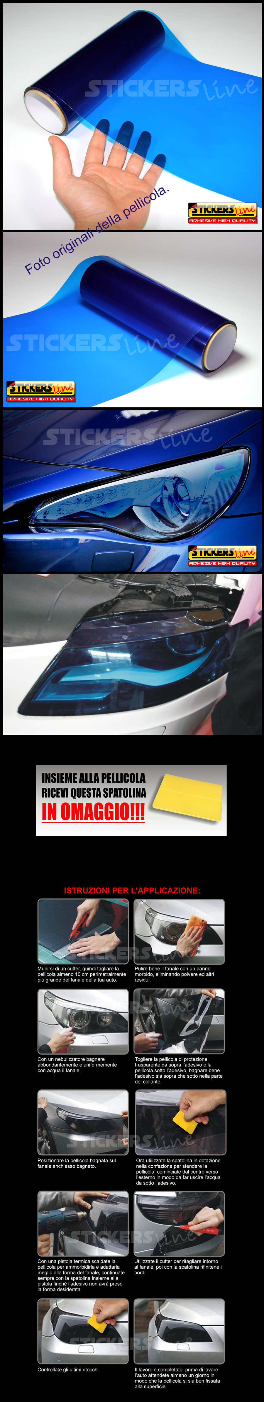 Pellicola adesiva colorata oscurante per fari fanali auto moto ecc ROSSA  30x150 - Stickers Line