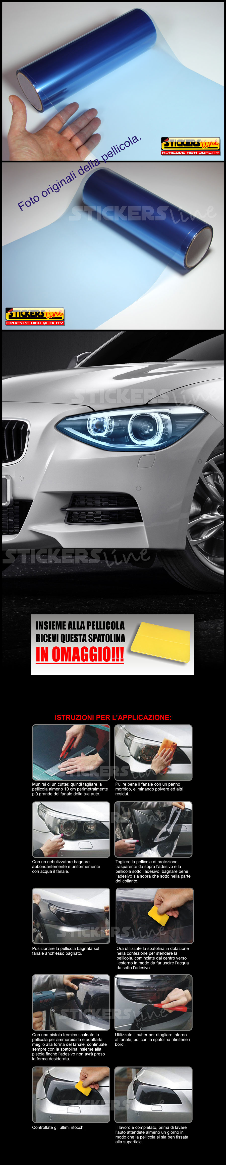Pellicola Adesiva Per Fari Auto – Colore Blu Scuro, Effetto Cromato, PVC Autoadesivo, 30cm X 120cm