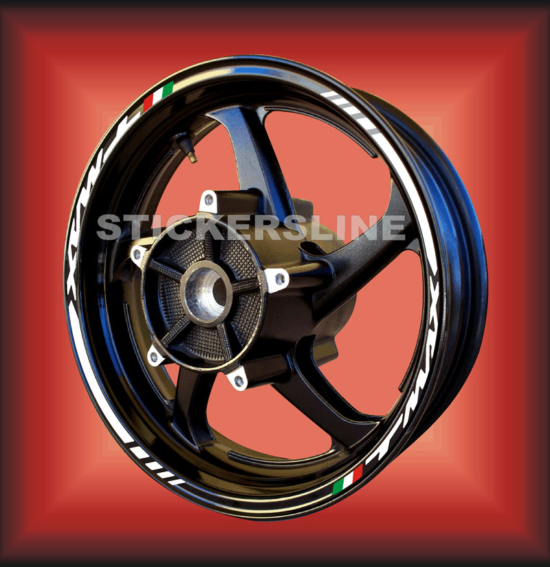 ADESIVI CERCHI WHEEL STRIPES PROFILO RUOTA ROSSO 500 COMPATIBILE CON TMAX T-MAX 01//03
