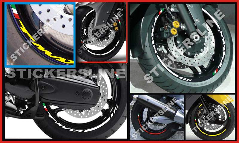 ADESIVI CERCHI WHEEL STRIPES PROFILO RUOTA ROSSO 500 COMPATIBILE CON TMAX T-MAX 01//03